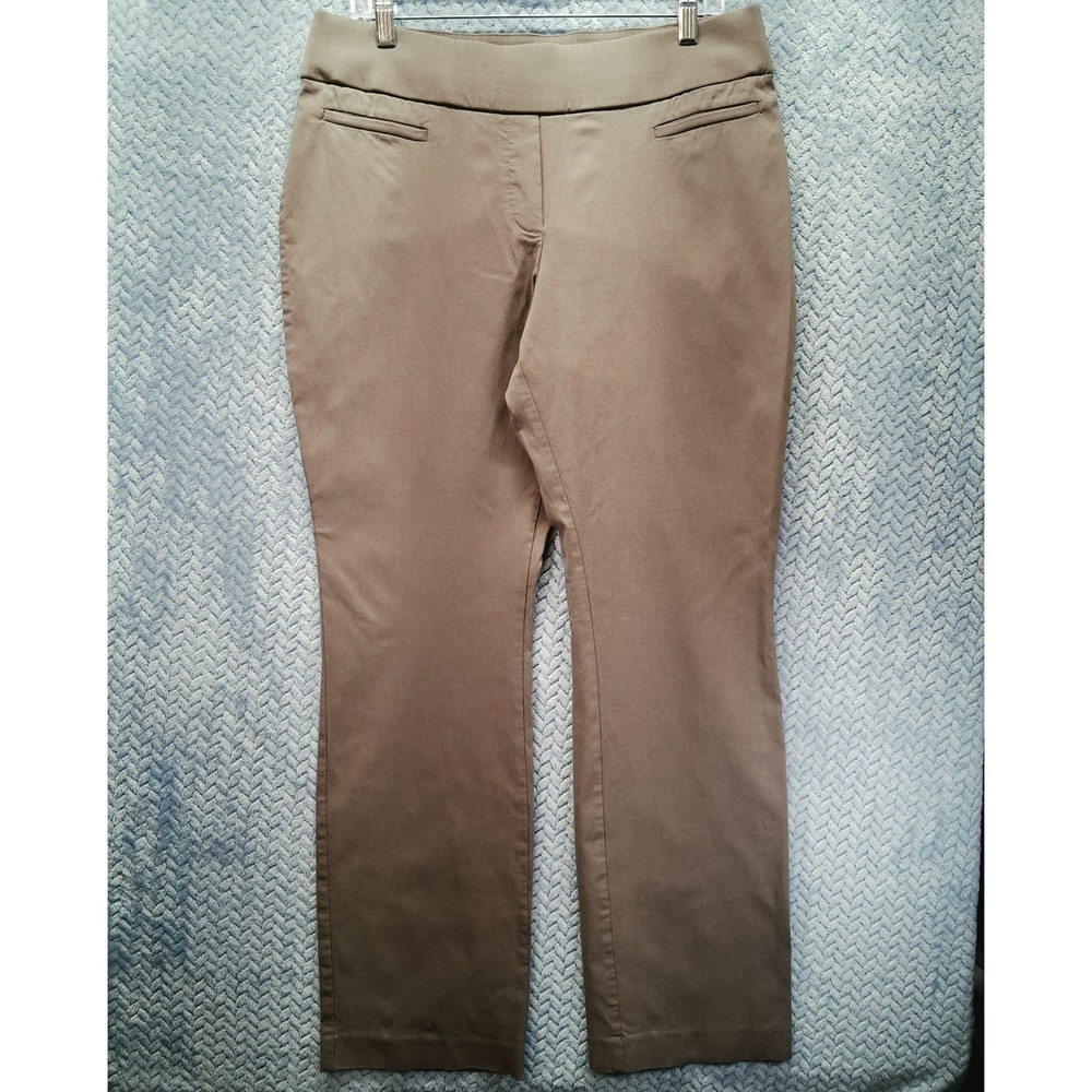 Apt. 9 Brynn Dress Pants Womens 16 Taupe Brown Stretch Straight Leg Trousers